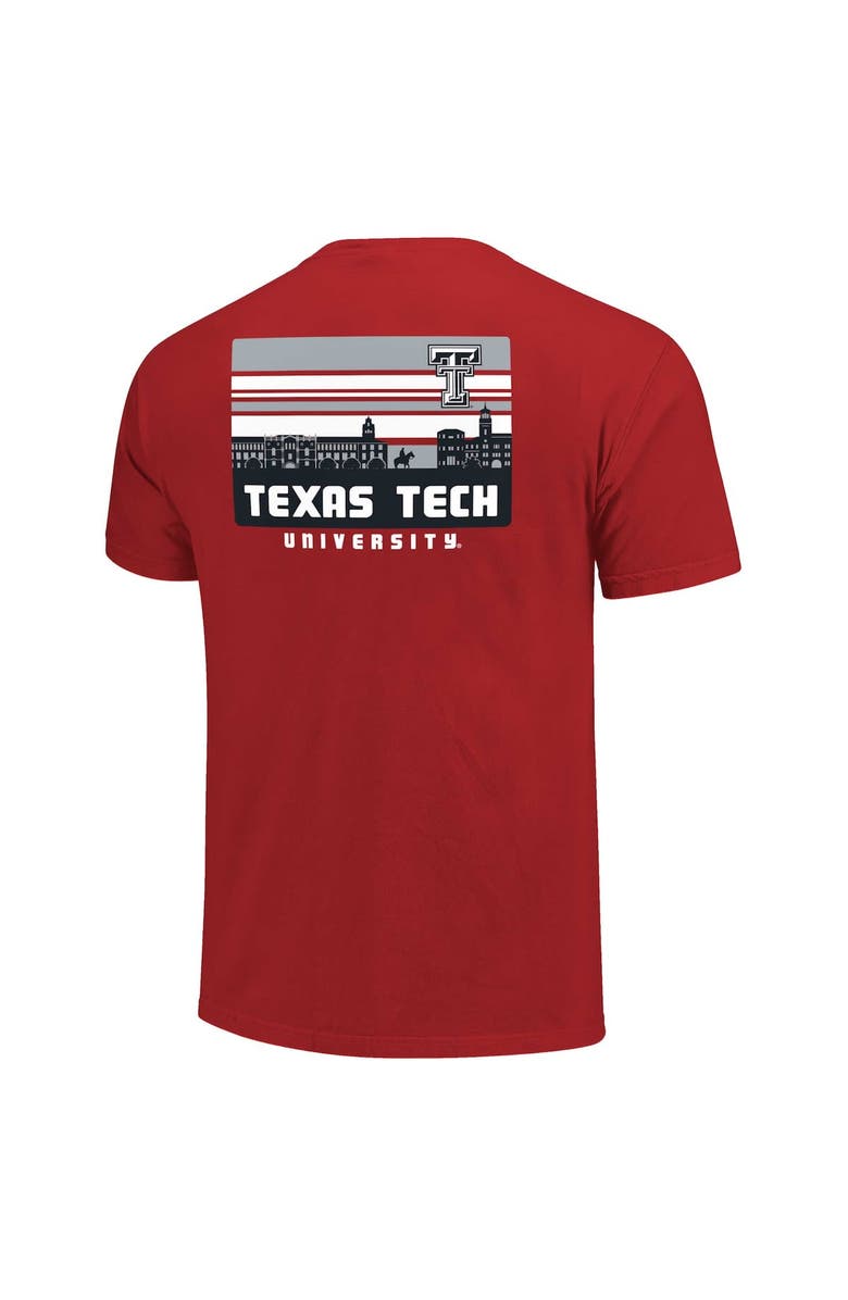 IMAGE ONE Men's Red Texas Tech Red Raiders Striped Campus Skyline T-Shirt, Alternate, color, Red