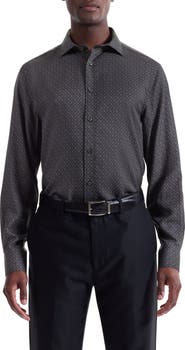 Bugatchi Axel Shaped Fit Geo Print Lyocell Button-Up Shirt