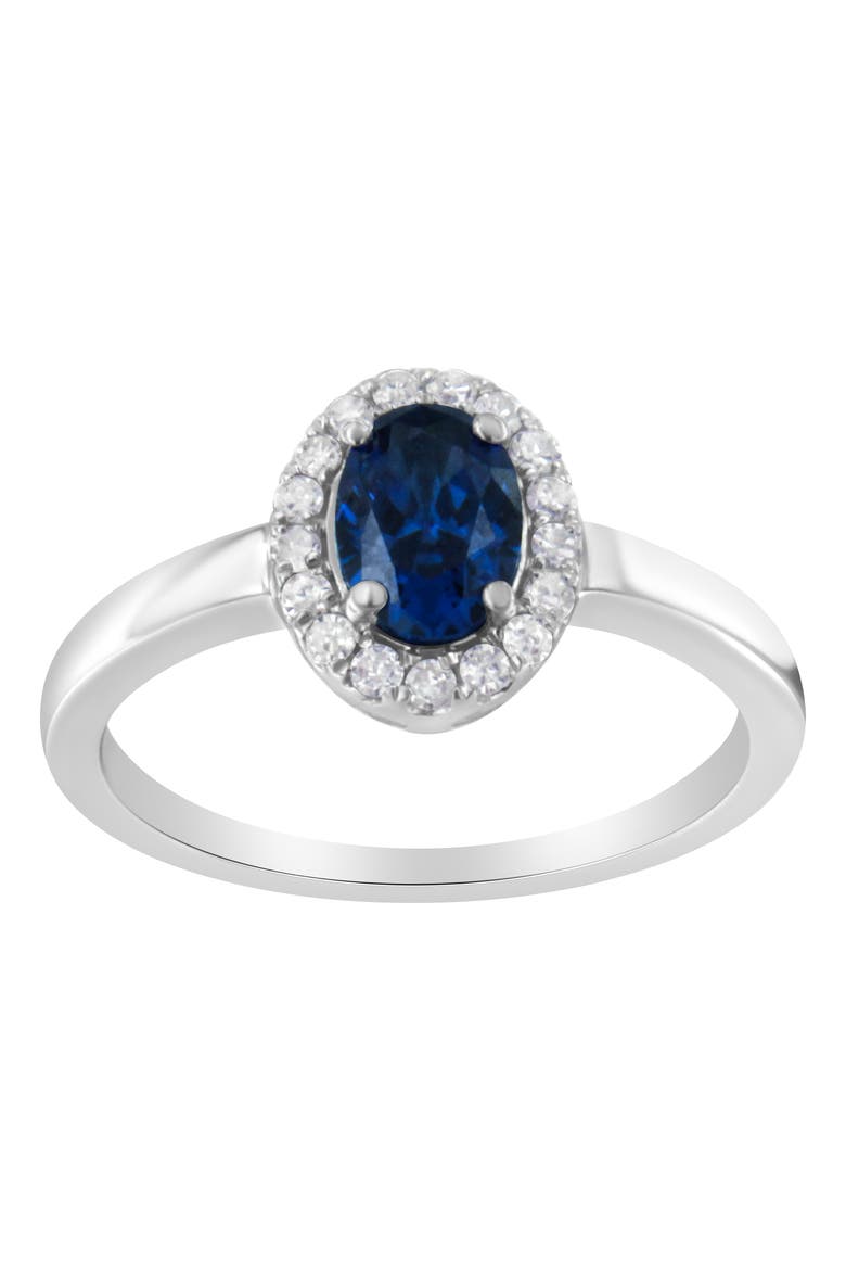 10K Gold 1/5 Cttw Diamond and Blue Sapphire Halo Cocktail Ring, Main, color, Blue Sapphire
