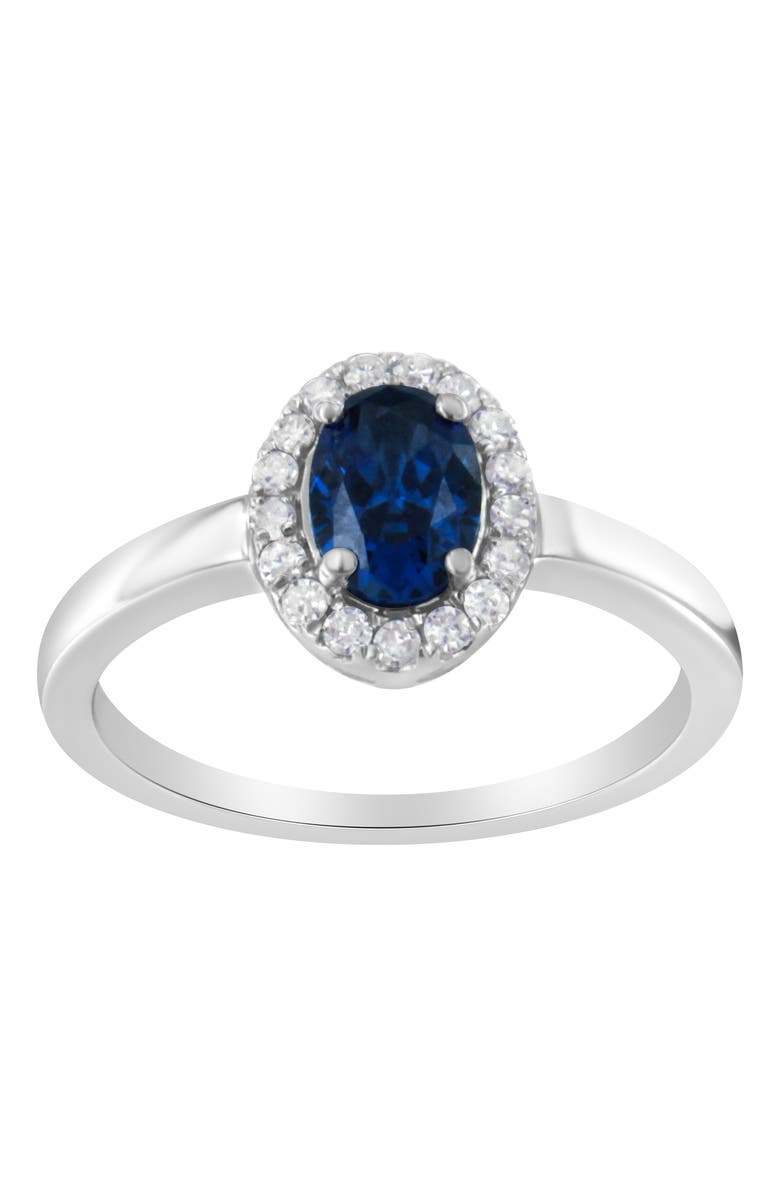 Haus of Brilliance 10K Gold 1/5 Cttw Diamond and Blue Sapphire Halo Cocktail Ring, Main, color, Blue Sapphire