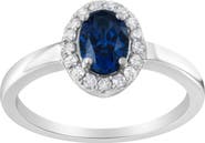 Haus of Brilliance 10K Gold 1/5 Cttw Diamond and Blue Sapphire Halo Cocktail Ring