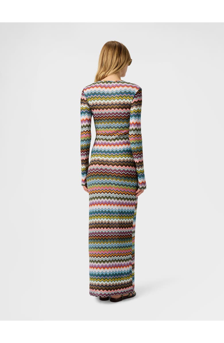 Missoni Long Cover-up In Lamé Viscose With Pixel-effect Zigzag Pattern, Alternate, color, Black & Multicoloured