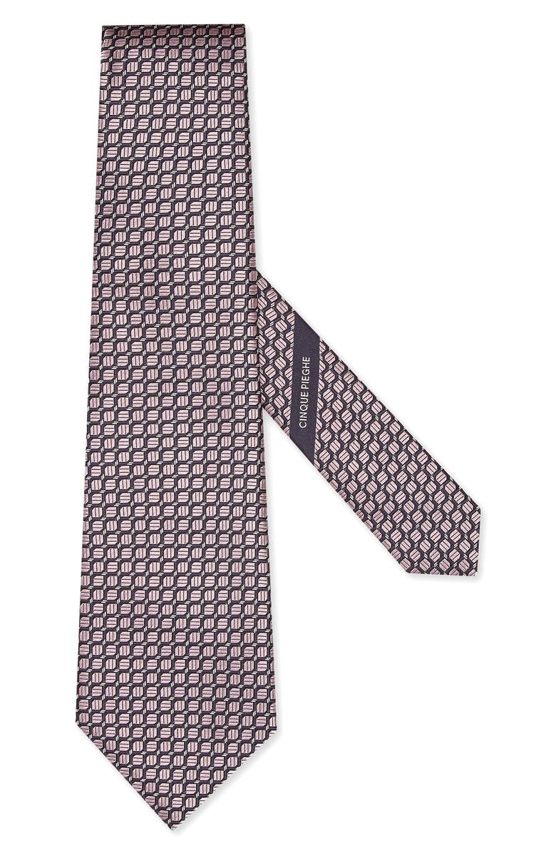 ZEGNA TIES Micro Geo Mulberry Silk Tie, Main, color,