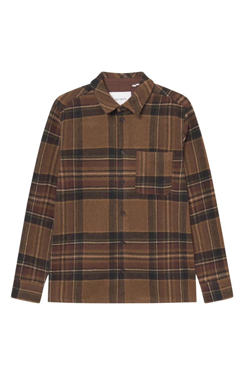 Les Deux Kaleb Check Wool Blend Overshirt, Main, color, Monks Robe