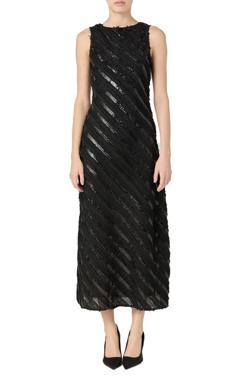 Sequin Stripe Sleeveless Maxi Dress