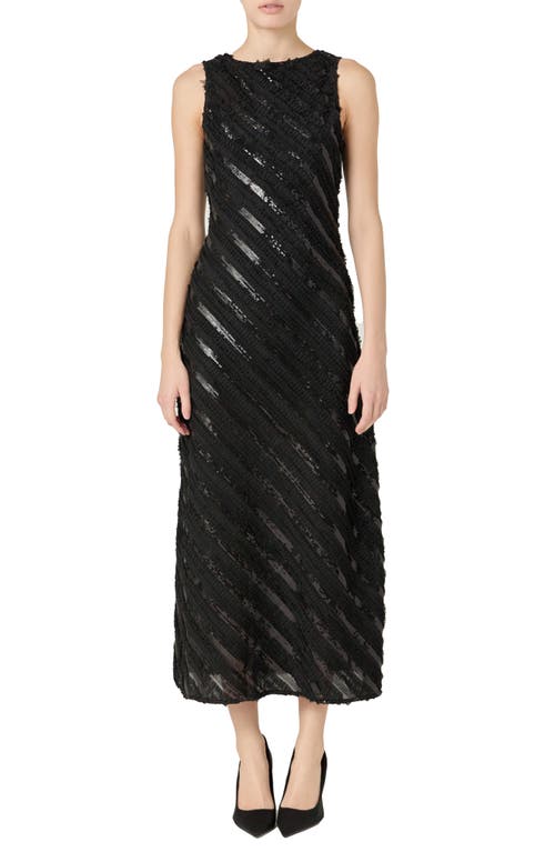 Endless Rose Sequin Stripe Sleeveless Maxi Dress In Black
