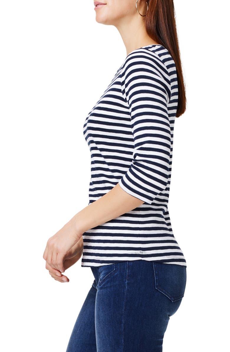 NZT by NIC+ZOE Stripe Bateau Neck Cotton Blend Top, Alternate, color, Indigo Multi