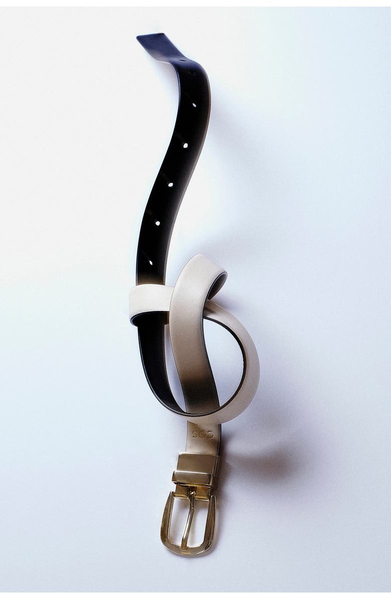 COS Reversible Leather Belt, Alternate, color, Black / Ecru