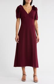 ASTR the Label V-Neck Bow Detail Midi Dress