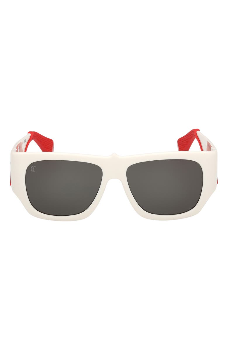 Christian Louboutin 57mm Loubishark Square Sunglasses, Main, color, White/ Smoke Grey