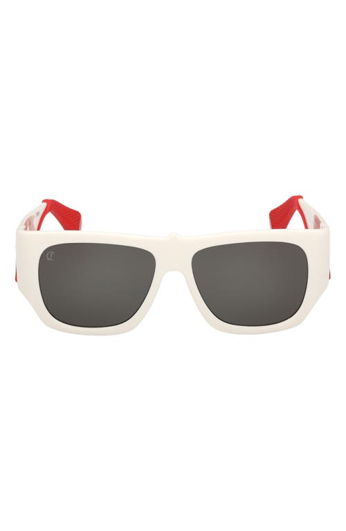 Christian Louboutin 57mm Loubishark Square Sunglasses in White/Smoke Grey  product