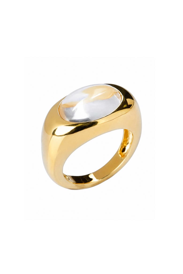 Clear Cabochon Ring, Main, color, GOLD