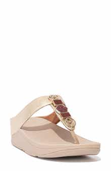 FitFlop Fino Stone Toe Post Wedge Sandal