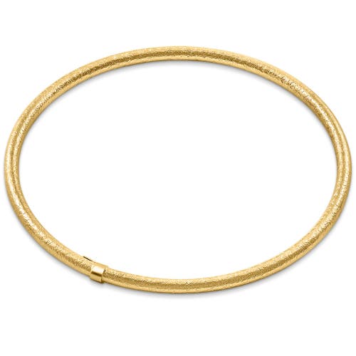 Bliss Diamond 18k Gold Plated Silver Textured 3mm Slip-on Bangle Bracelet In Gold