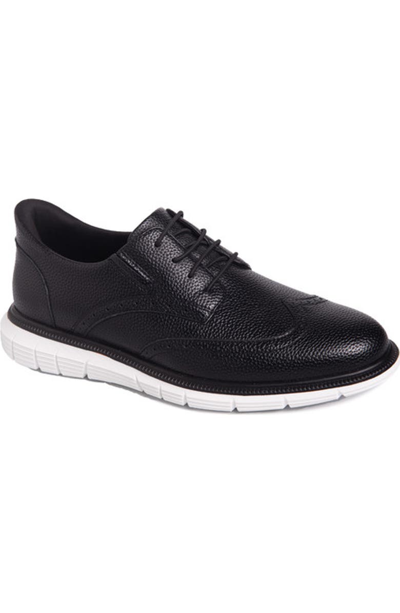 Marc Joseph New York Hill Street Hands Free Technology Leather Wingtip Casual Oxford, Main, color, Black Grainy Leather