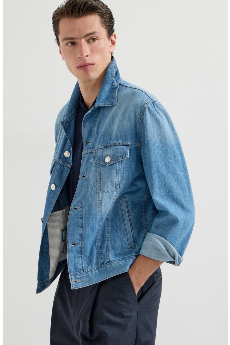 Denim four-pocket jacket, Alternate, color, Light Blue Denim