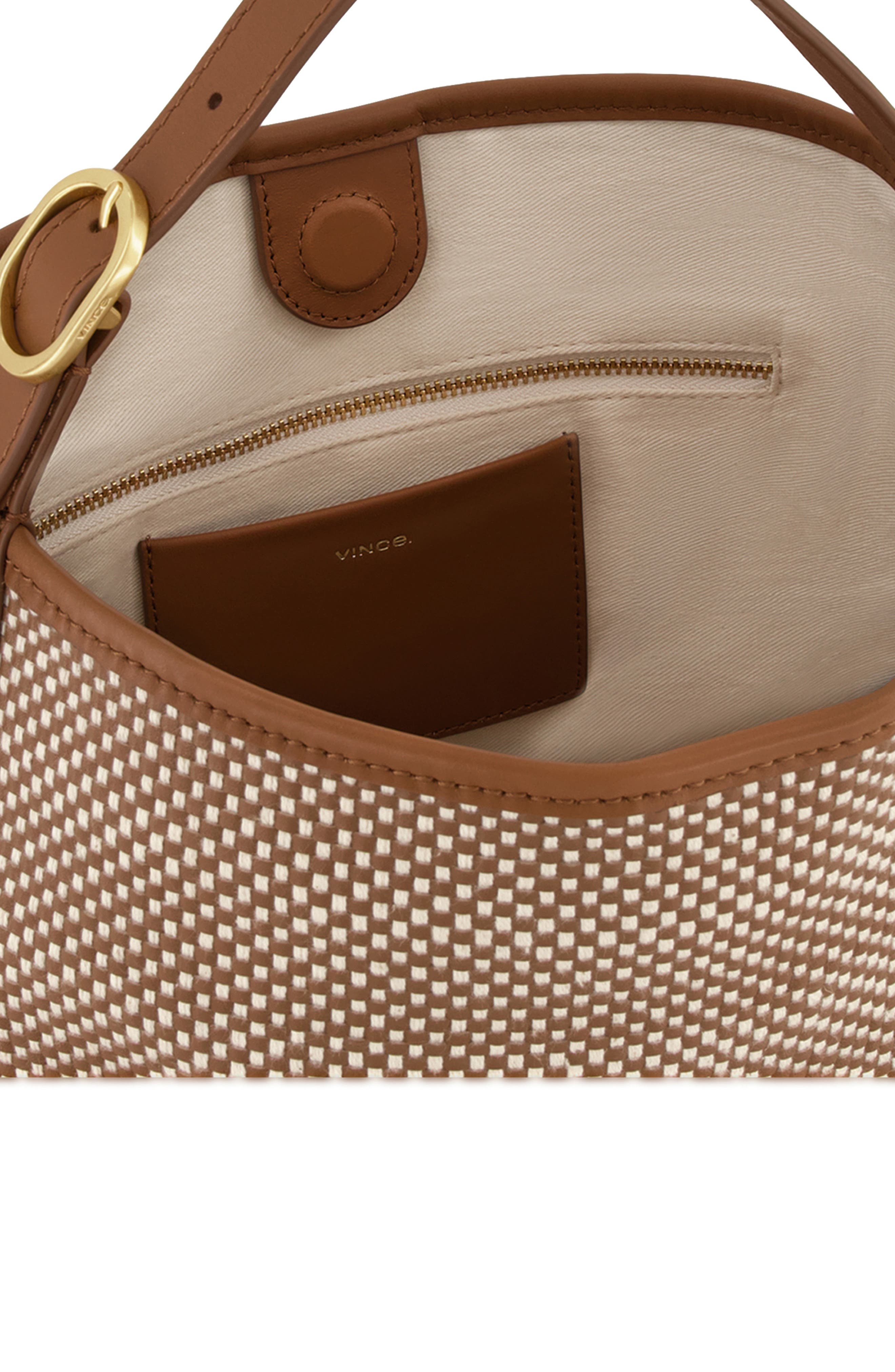 Vince Small Vivian Leather Hobo Bag, Alternate, color, Saddle/ Milk