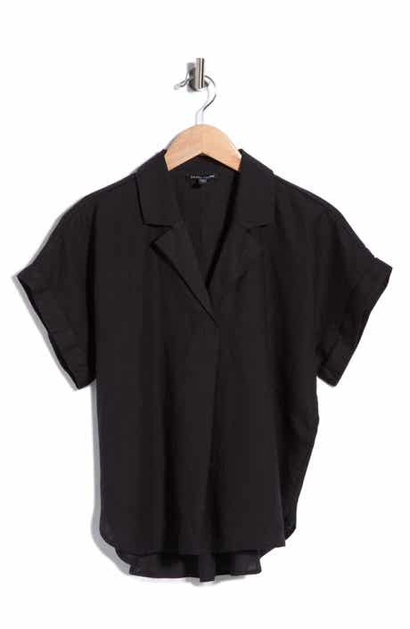 Eileen Fisher Notch Collar Short Sleeve Organic Linen Top