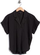 Eileen Fisher Notch Collar Short Sleeve Organic Linen Top