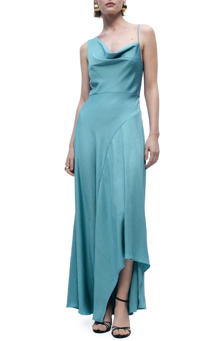 MANGO Asymmetric Sleeveless Dress, Main, color, Sky Blue