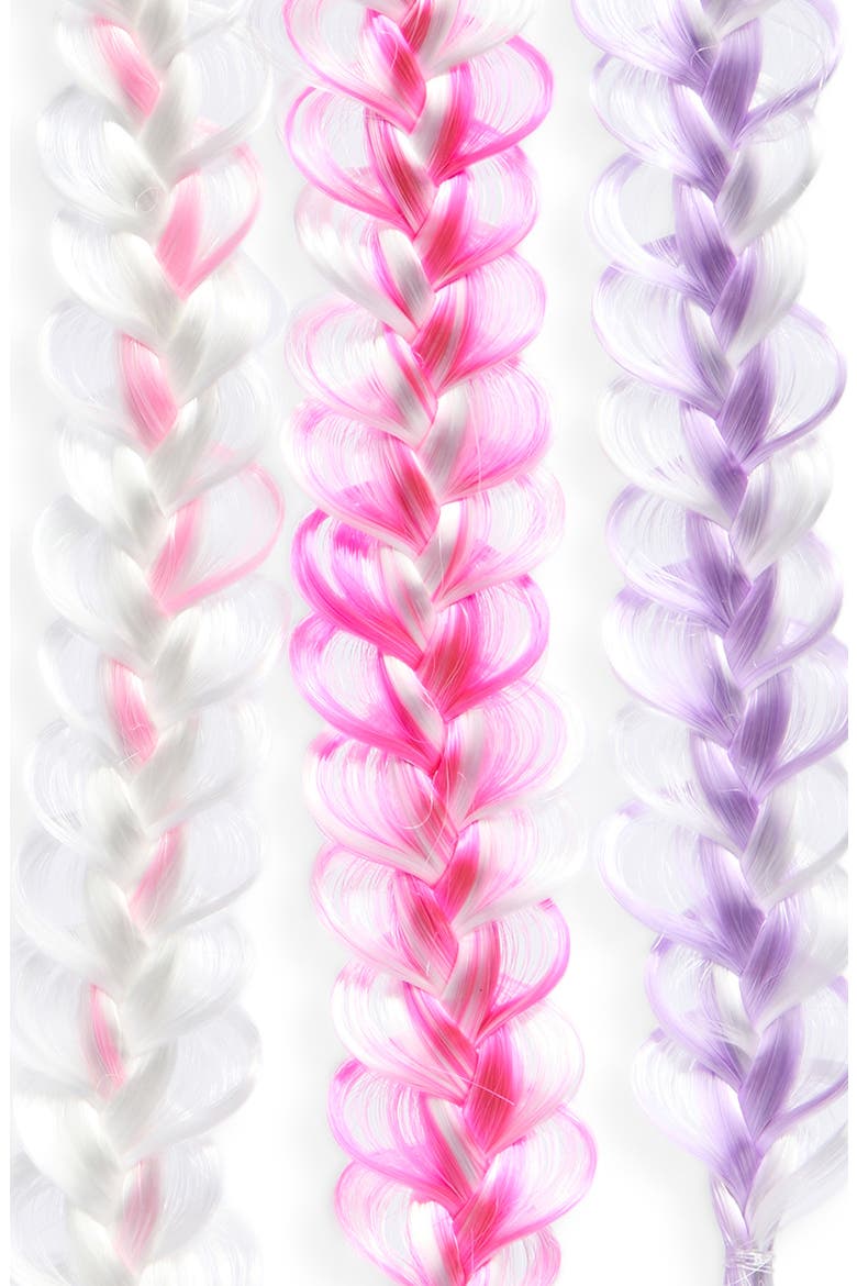 Kids' 3-Pack Braided Faux Hair Extensions, Alternate, color, PINK COMBO