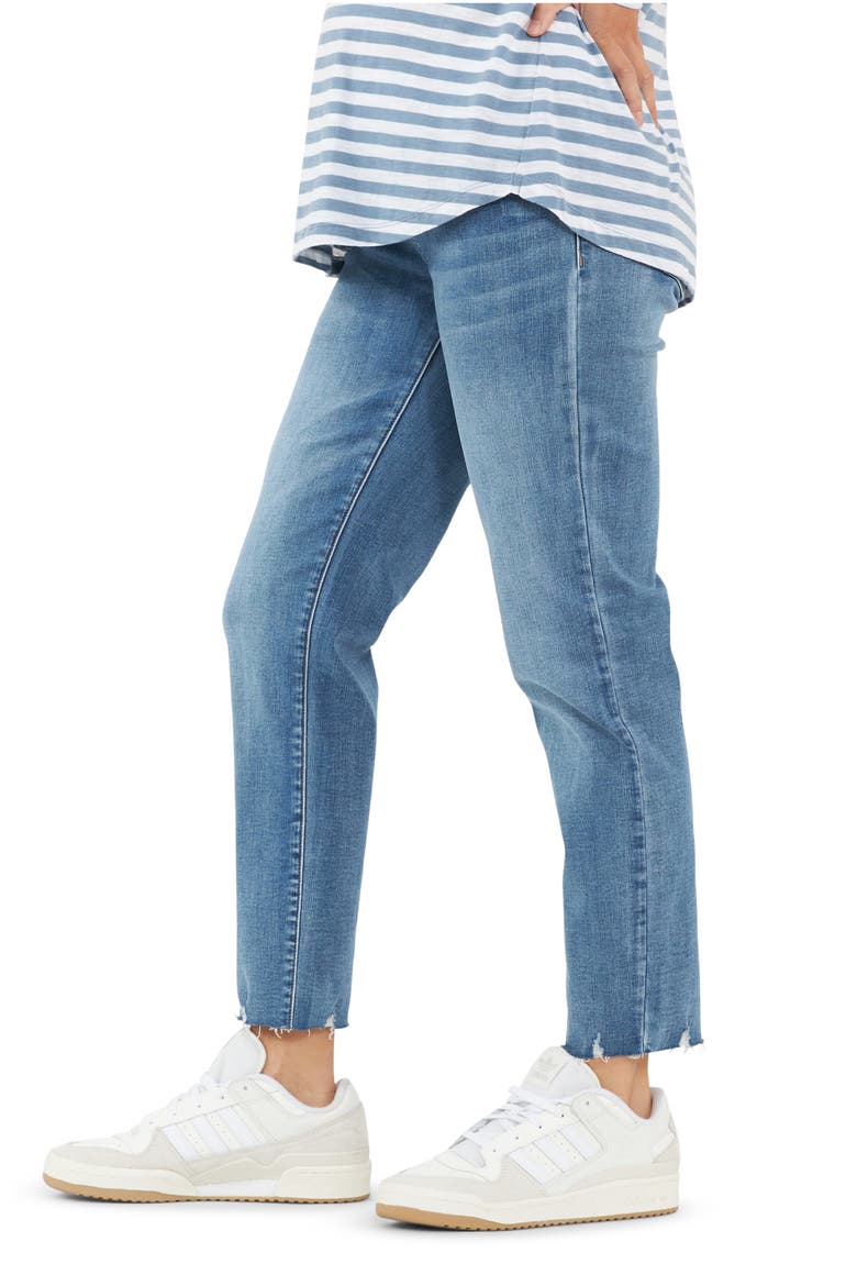 Jamie Raw Edge Under the Bump Maternity Jeans, Alternate, color, VINTAGE WASH