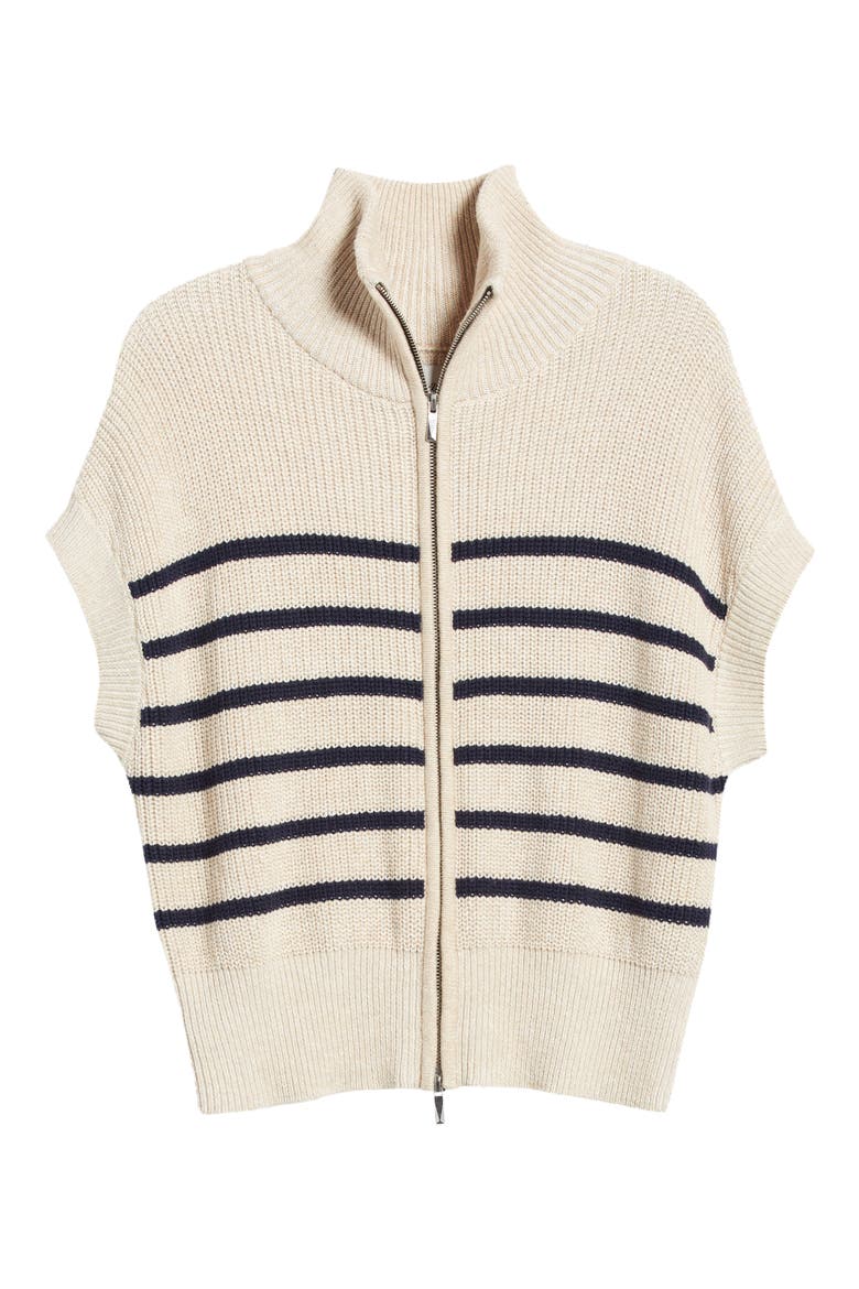 Stripe Shaker Zip Cardigan, Main, color, NEUTRAL MULTI