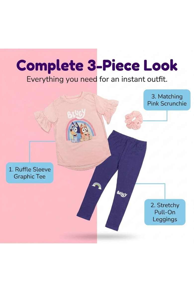 T-Shirt and Leggings Set, Alternate, color, Pink Bluey Bingo