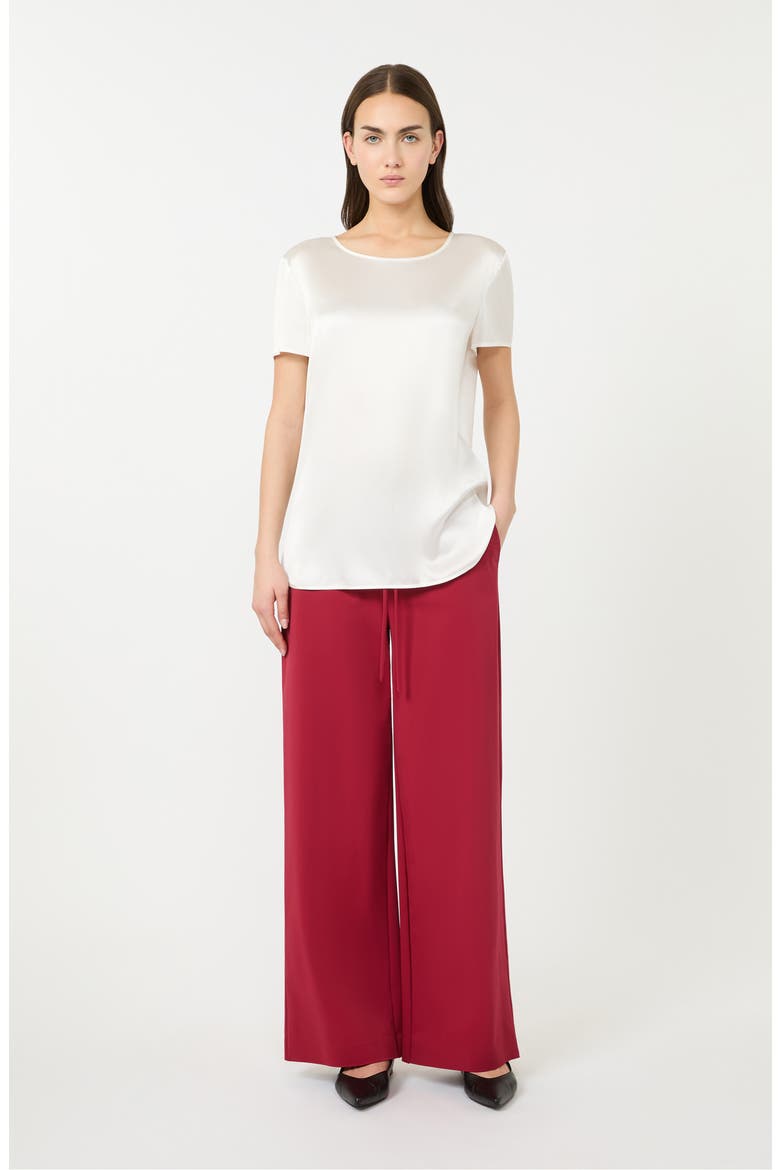 Cortana Stretch Silk Top, Alternate, color, WHITE