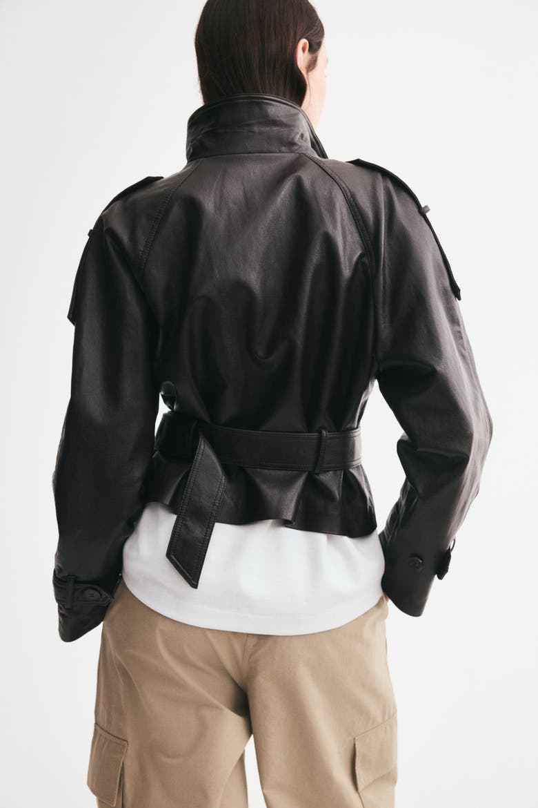 Coated Biker Jacket, Alternate, color, Dark brown