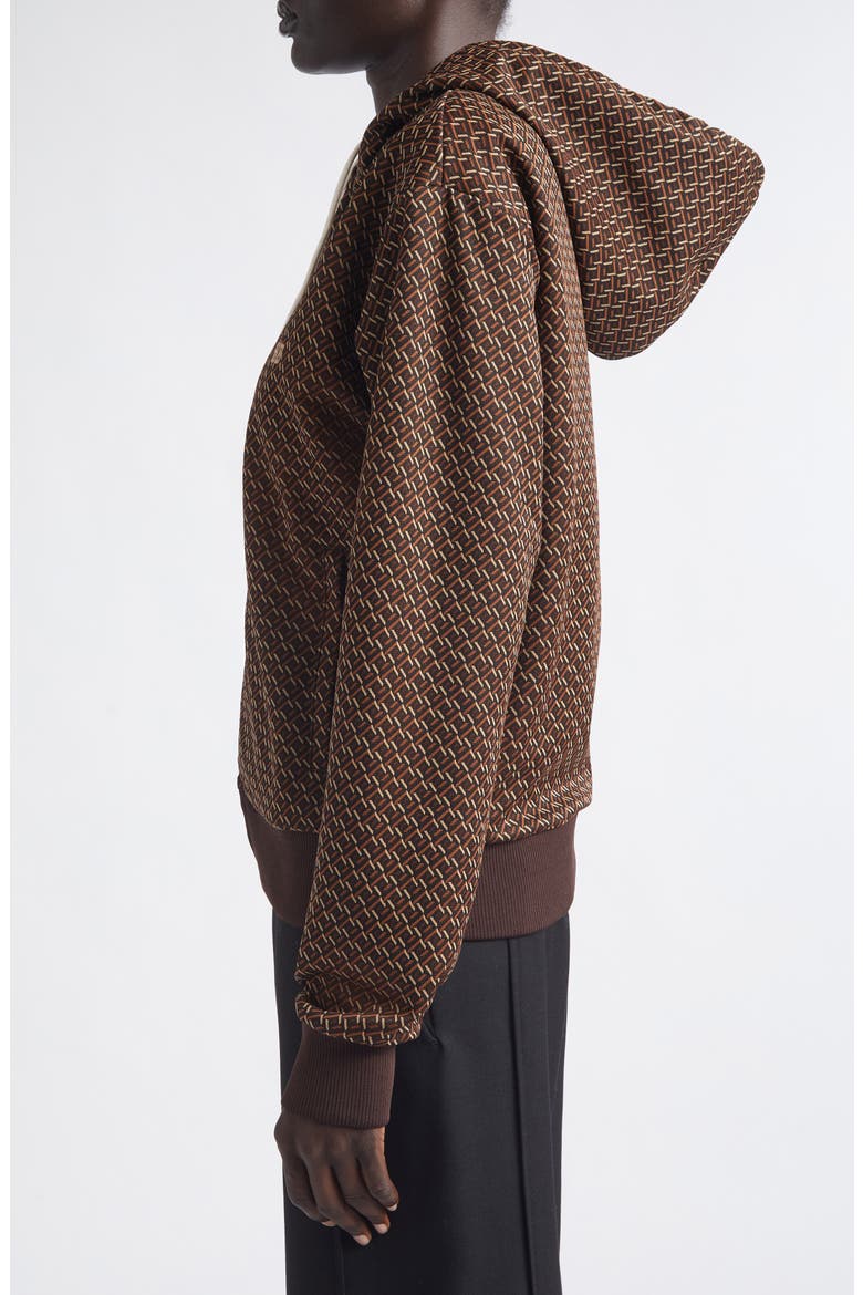 Hooded Jacquard Track Jacket, Alternate, color, BROWN/ CARAMEL/ CAMEL