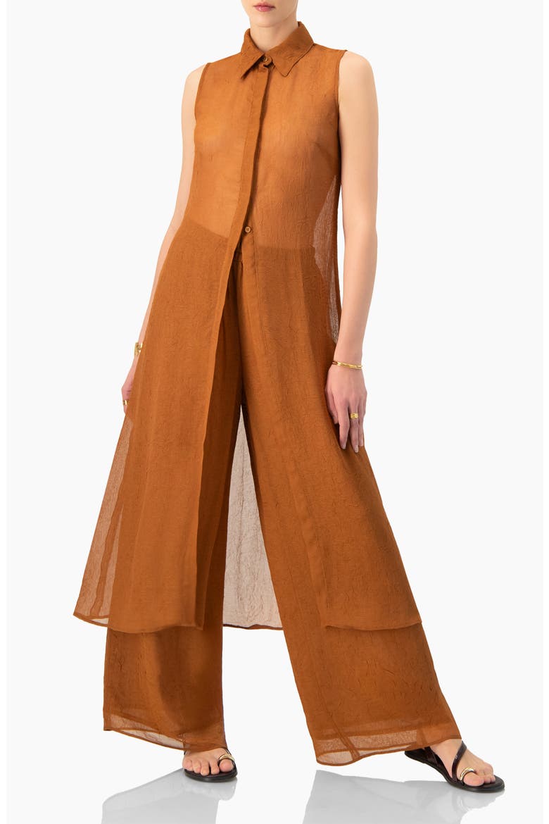 Sleeveless Collared Tunic, Main, color, Brown