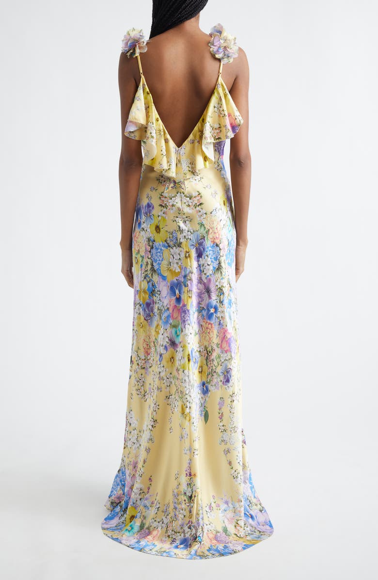 Camilla Darling Buds Bias Cut Silk Satin Maxi Slipdress, Alternate, color, Darling Buds