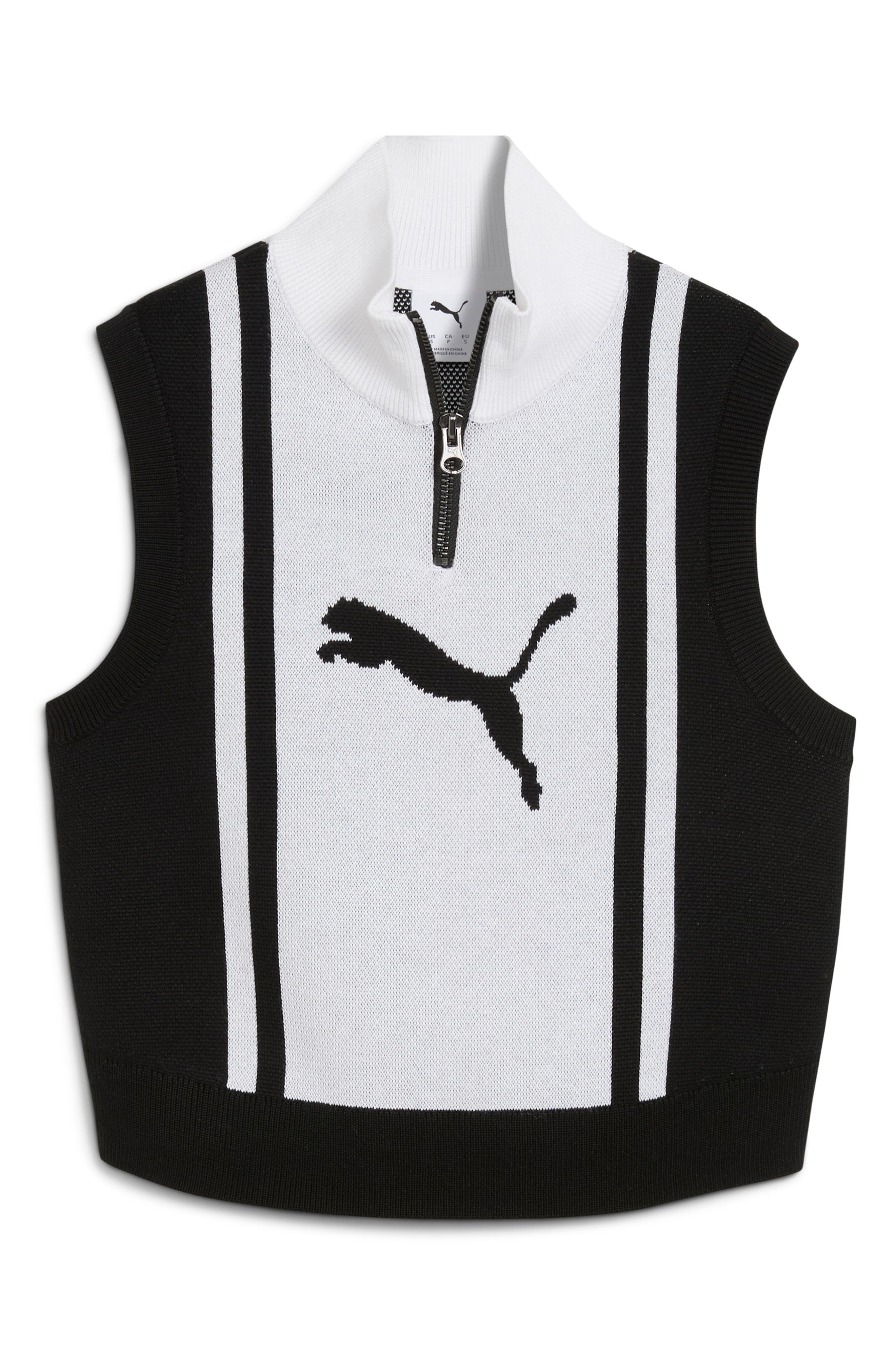 PUMA Future Archive Jacquard Sleeveless Half Zip Knit Crop Top
