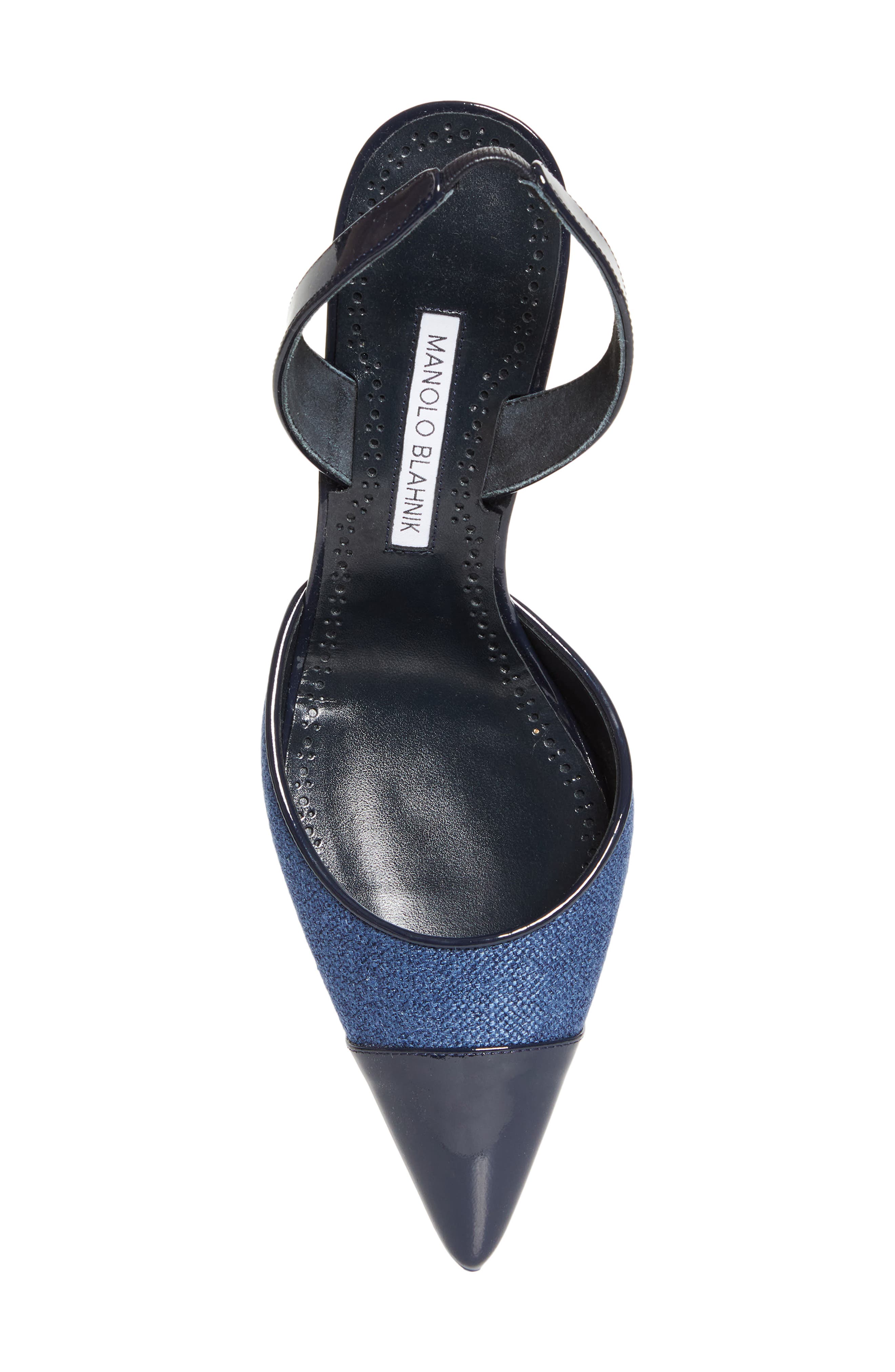 Manolo Blahnik Capsli Cap Toe Slingback Pump, Alternate, color, Blue/ Navy