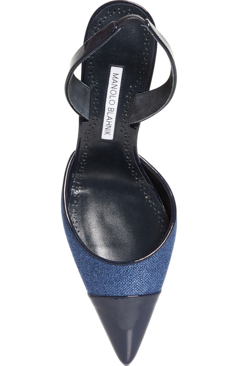 Manolo Blahnik Capsli Cap Toe Slingback Pump, Alternate, color, Blue/ Navy