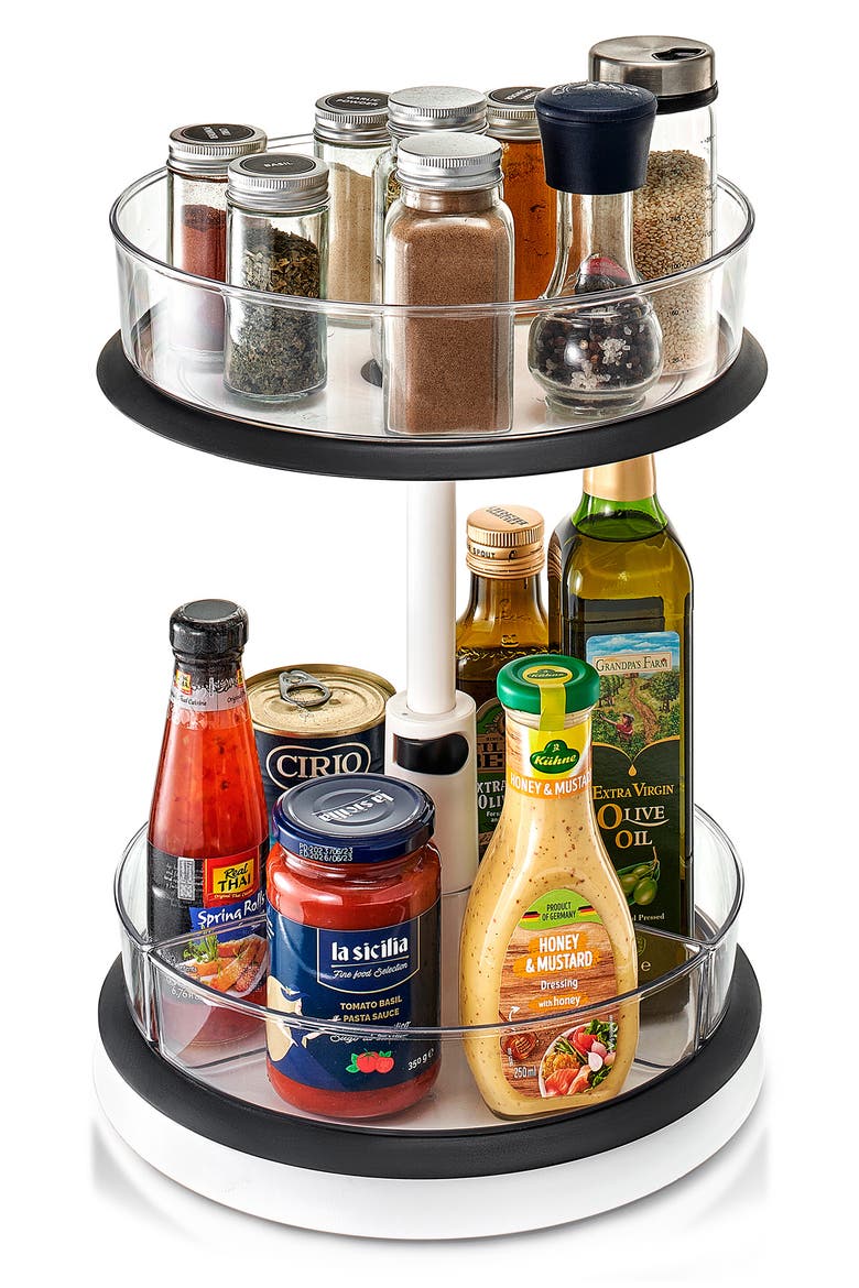 2-Tier Lazy Susan Kitchen Organizer, Alternate, color, CLEAR