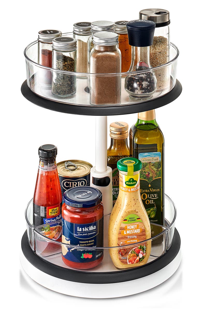 SORBUS 2-Tier Lazy Susan Kitchen Organizer, Alternate, color, Clear