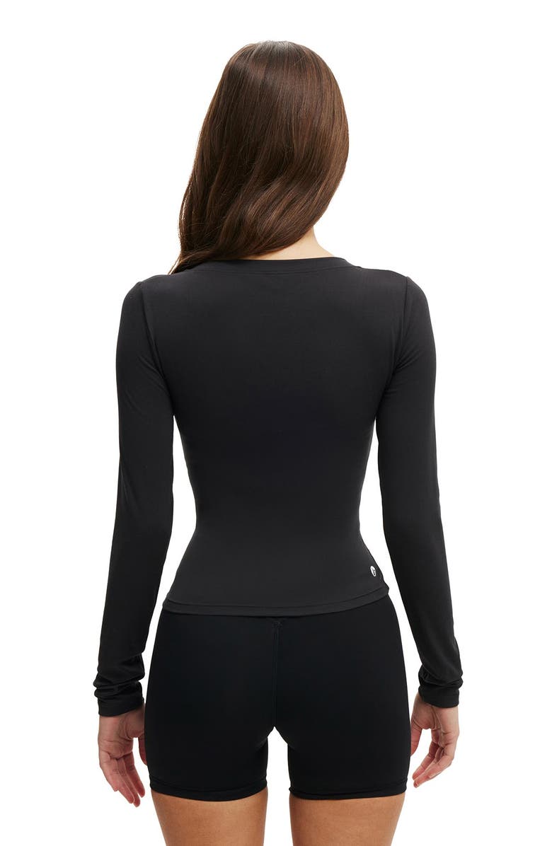 COTTON ON BODY Women's Active Ultra Soft Plunge Front Long Sleeve, Alternate, color, Black
