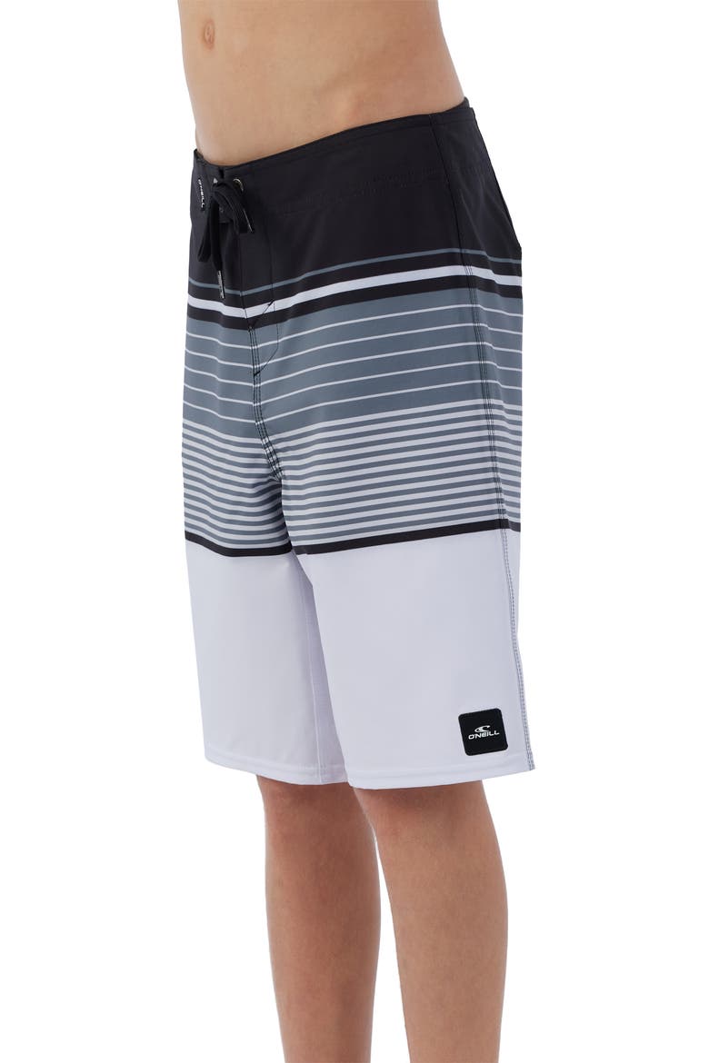 Kids' Lennox Stripe Board Shorts, Alternate, color, WHITE