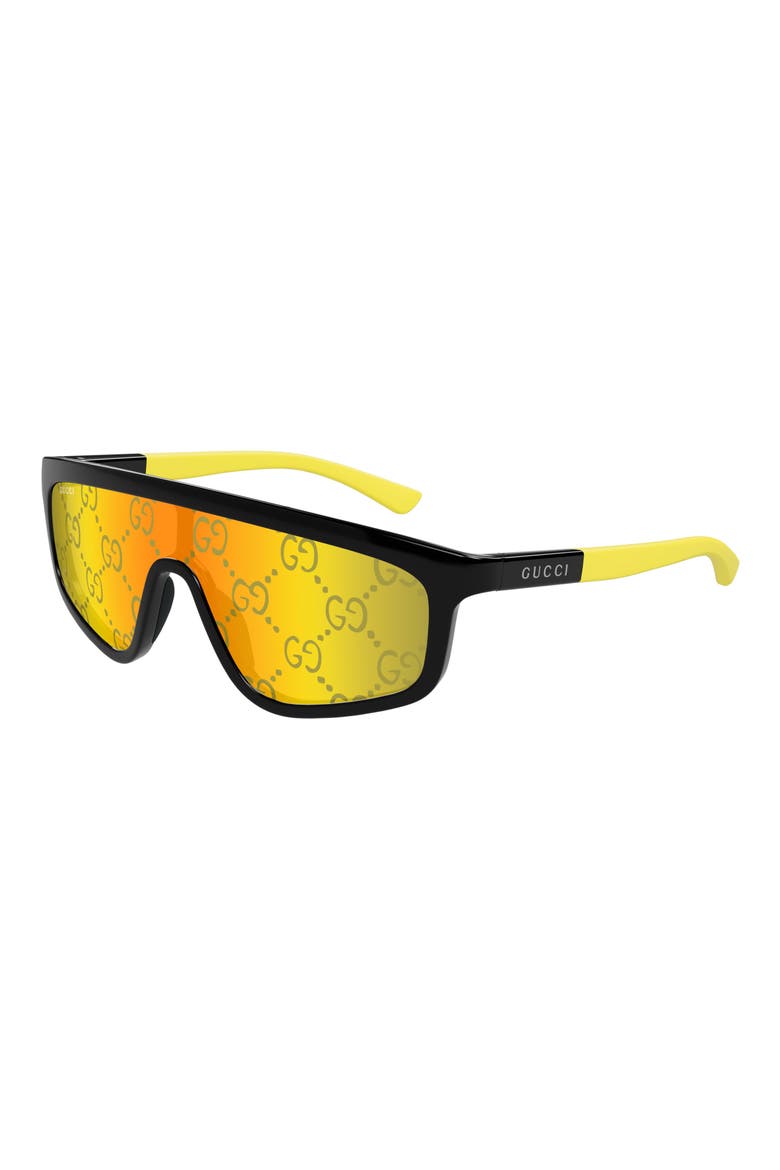 99mm Oversize Mask Sunglasses, Alternate, color, BLACK/ YELLOW