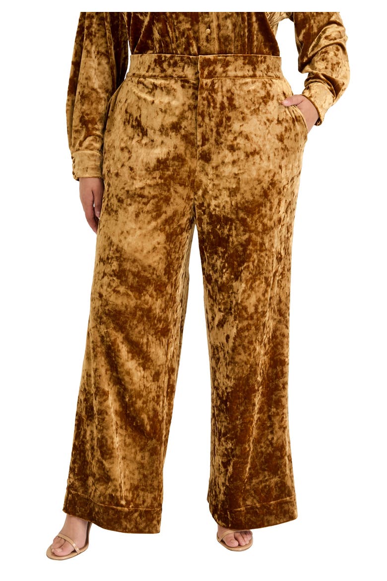 Crushed Velvet Wide Leg Pant, Main, color, NUGGET GOLD