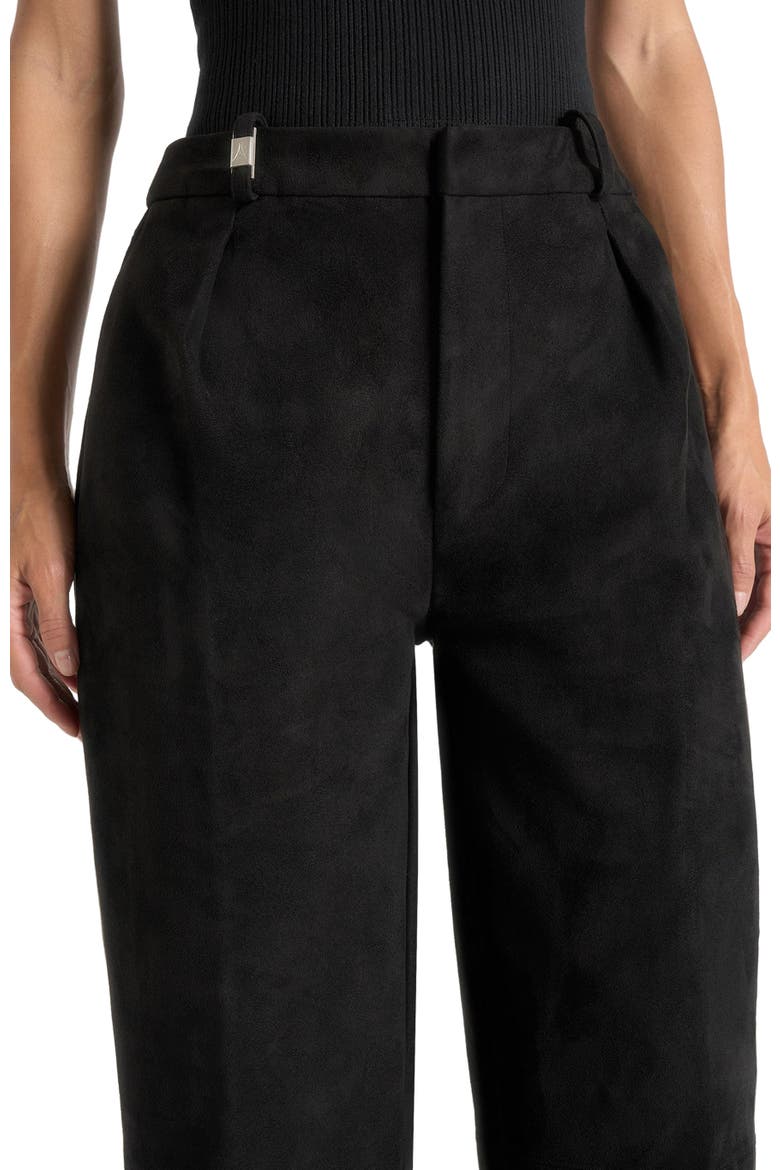 Solene Suede Wide Leg Pleated Trousers, Alternate, color, Black
