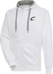 ANTIGUA Men's Antigua White Cleveland Cavaliers Metallic Logo Victory Raglan Full-Zip Hoodie