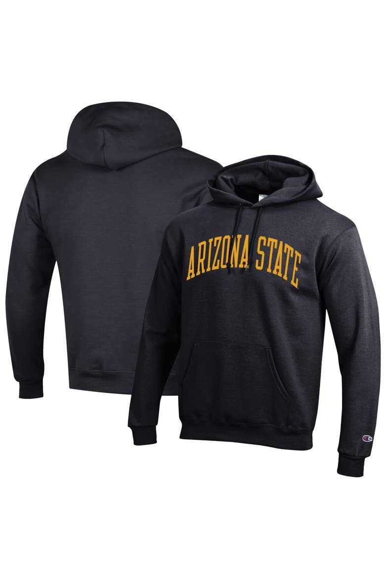 Men's Champion  Black Arizona State Sun Devils Basic Arch Fleece Pullover Hoodie, Alternate, color, Black