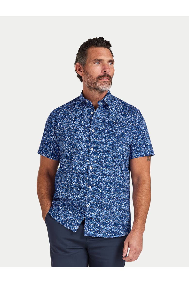Short Sleeve Flower Bud Shirt, Alternate, color, Navy