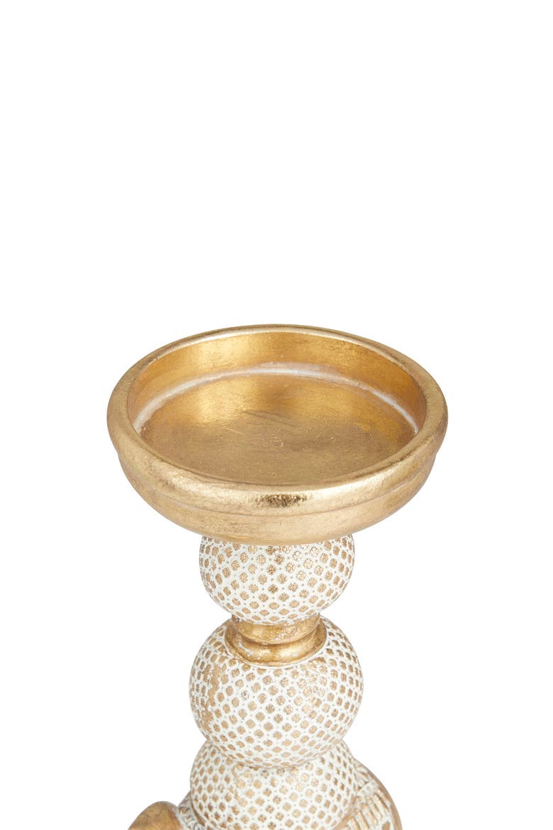 White Polystone Elephant Candle Holder with Whitewash Finish, Alternate, color, GOLD
