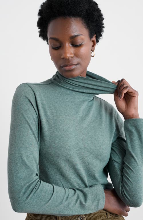 Seasalt Cornwall Landing Turtleneck Stretch Organic Cotton Top In Green