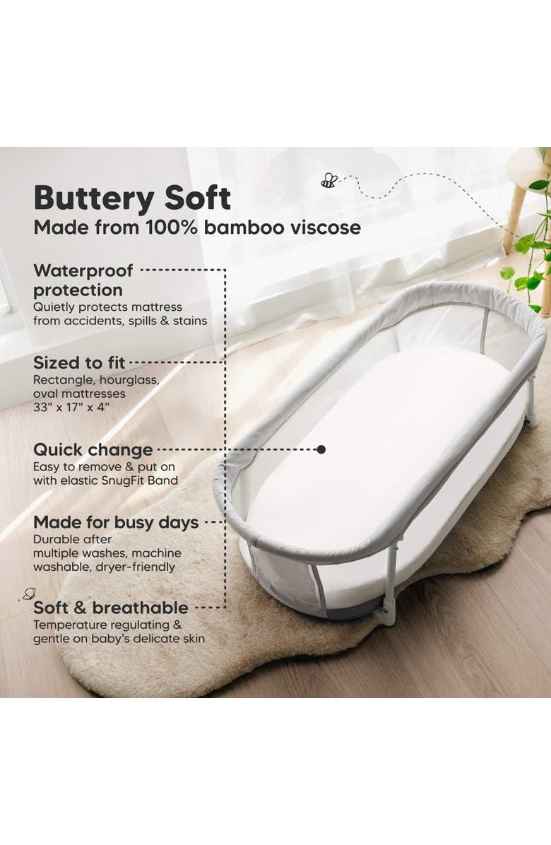 KeaBabies 2-Pack Isla [Protect+] Waterproof Bassinet Sheets, Alternate, color, Soft White