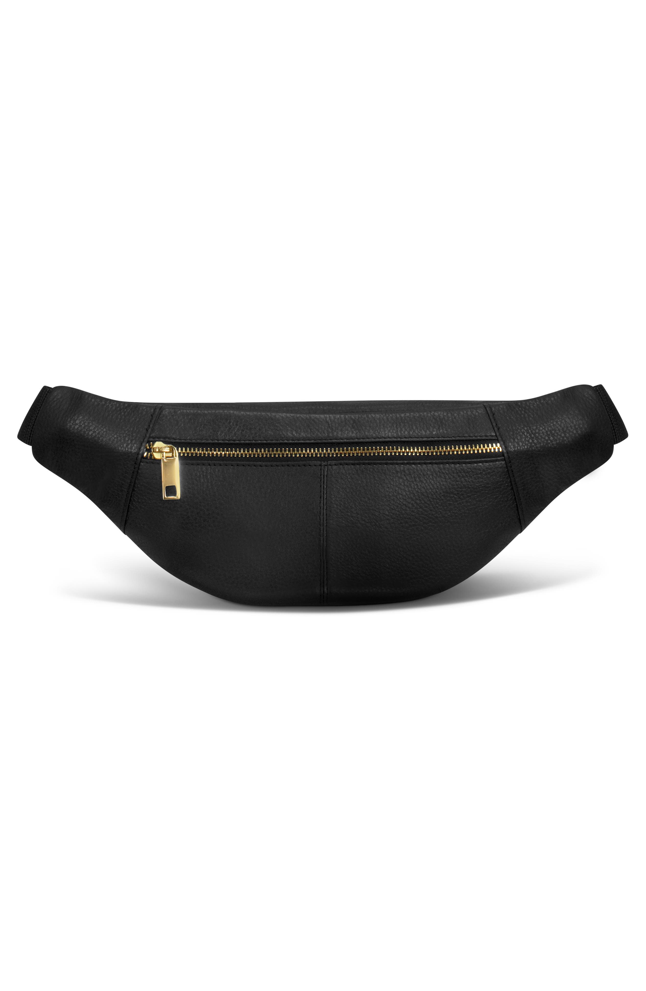 Leather Waist Pack, Alternate, color, BLACK